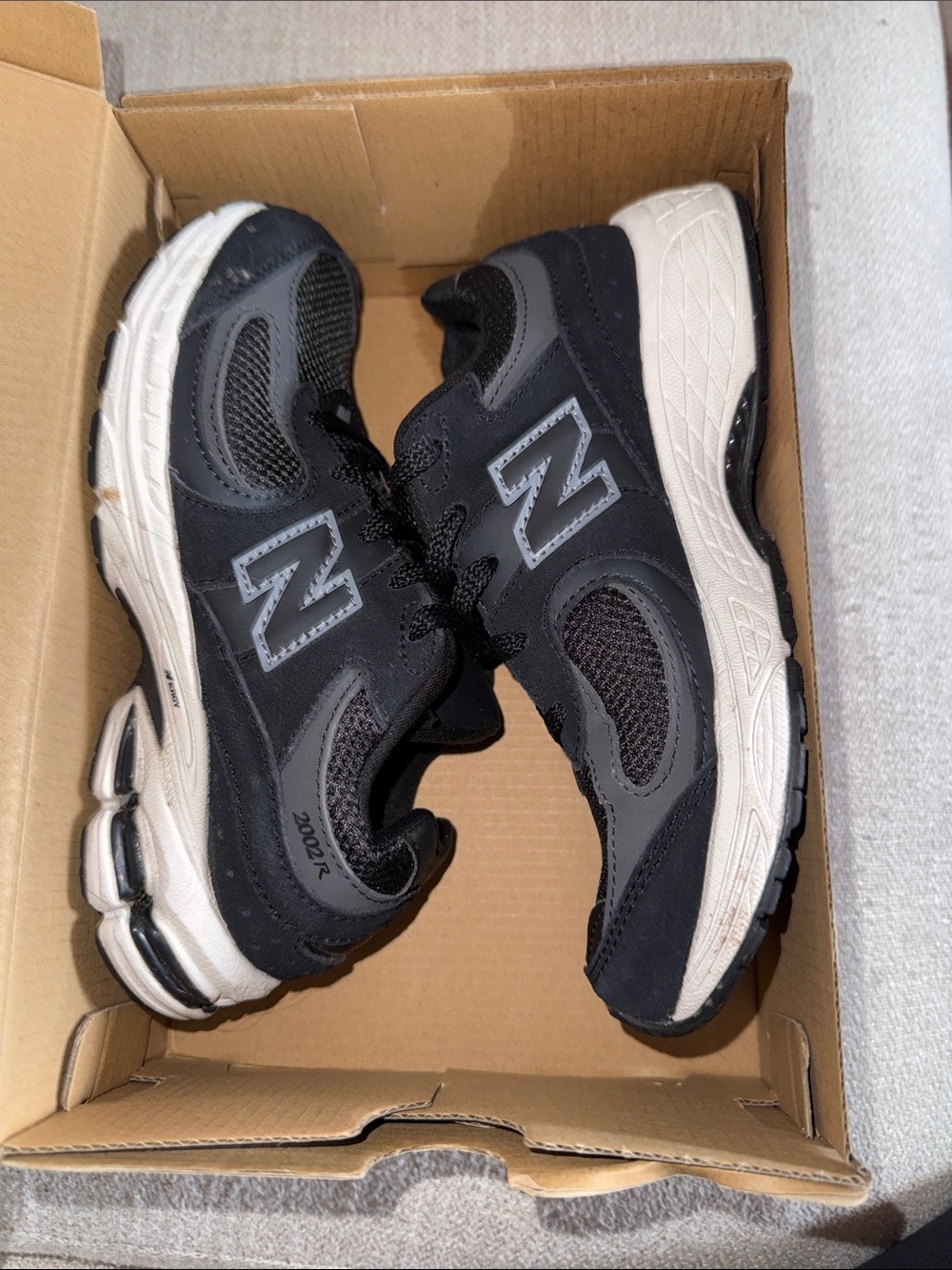 New Balance Kids Black and Gray 2002R Sneakers